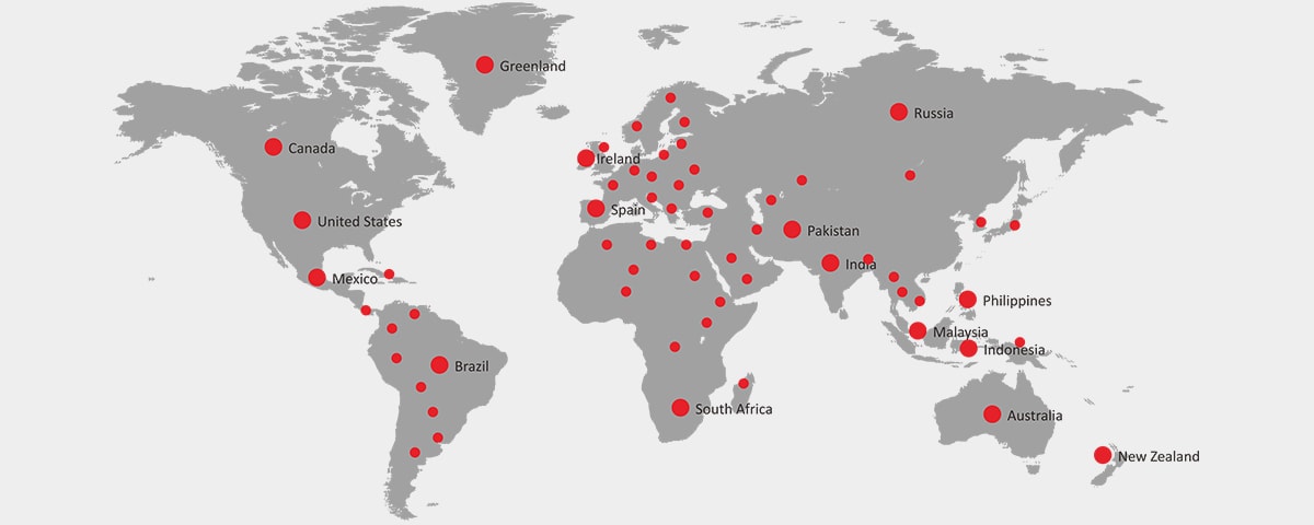 时博（中国）新材出口业务地图
